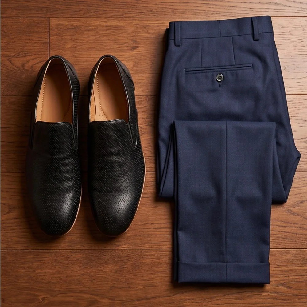 BALDININI Classic Black Soft Leather Comfort Slip-On Dress Shoes - Men's